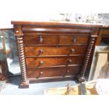 A VICTORIAN MAHOGANY CHEST OF DRAWERS, 46" high x 47.5" wide