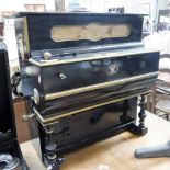 AN EARLY 20TH CENTURY SPANISH MINIATURE STREET BARREL ORGAN, in a black painted and gilt case; by '