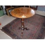 A 19TH CENTURY WALNUT TRIPOD TABLE, 21" dia