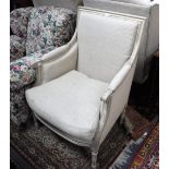 LOUIS XIV STYLE ARMCHAIR upholstered in cream material