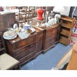 A REPRODUCTION MAHOGANY BREAKFRONT SIDE cabinet, 43" wide, a similar chest with fold-over top and