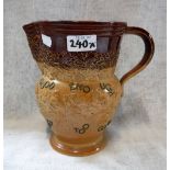 A ROYAL DOULTON SALT-GLAZED JUG 'Good is Not Good Enough, the Best is Not Too Good' with raised