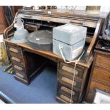 AN OAK ROLL-TOP DESK, 48" wide