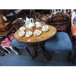 A PAIR OF EARLY VICTORIAN ROSEWOOD PARLOUR CHAIRS and a Victorian walnut occasional table with an