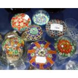 A COLLECTION OF SIX VICTORIAN AND LATER MILLEFIORI GLASS PAPERWEIGHTS