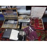 A COLLECTION OF CASED SILVER PLATED AND OTHER CUTLERY