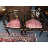 A PAIR OF 1920S CHINOISERIE DECORATED TUB CHAIRS