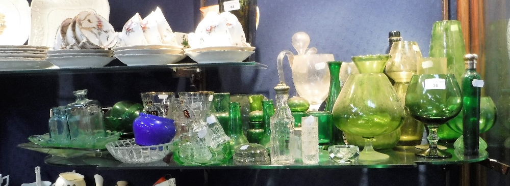 A COLLECTION OF GREEN GLASS and similar glassware