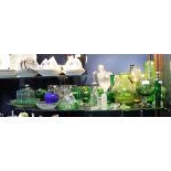 A COLLECTION OF GREEN GLASS and similar glassware