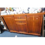 A REPRODUCTION YEW SIDEBOARD, 60" wide