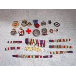 A GROUP OF SECOND WORLD WAR MINIATURE MEDALS, LAPEL BADGES and other badges