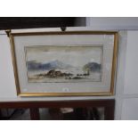 CHARLES ROWBOTHAM, 1856-1921: A lake scene with paddle steamer, watercolour, signed and dated 1887