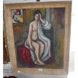 A 1960'S OIL ON BOARD NUDE STUDY