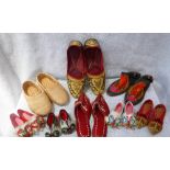 A COLLECTION OF VINTAGE SLIPPERS including Turkish examples and others from around the world