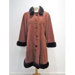 AQUASCUTUM; A VINTAGE OVERCOAT IN ORANGE AND GREY WOOL CHECK, circa 1930