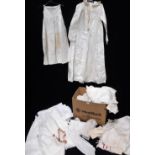 A COLLECTION OF VICTORIAN LINEN including under garments, gentleman's night shirts, aprons and