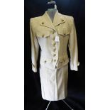 'SAINT LAURENT' : RIVE GAUCHE, a cream linen two-piece ladies suit