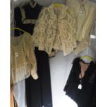 'ANNACAT' A VINTAGE EDWARDIAN STYLE BLACK AND CREAM DRESS, together with three lace blouses by '