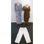 BETTY BARCLAY: VINTAGE JEWELLED WHITE JEANS, a 'Carla Zampatti' crossover silk dress and another