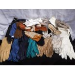 A COLLECTION OF LADIES VINTAGE GLOVES in leather, suede, nylon etc