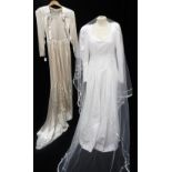 VINTAGE SATIN WEDDING DRESS, circa 1940 and another 1980's Laura Ashley wedding dress (2)