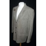 RALPH LAUREN: A LADIES BROWN HERRINGBONE TWEED JACKET