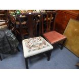 A GEORGE III MAHOGANY DINING CHAIR and another similar