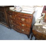 A REGENCY BOWFRONTED MAHOGANY CHEST OF DRAWERS 35" high x 36" wide