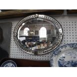 A 19TH CENTURY VENETIAN STYLE OVAL WALL MIRROR 16" high x 19.5" wide