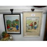 HARRY B KEILSON: An early 20th century comic watercolour of two bears 'Oh ! You Naughty Boy!' and
