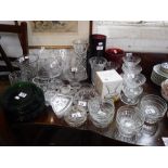 A COLLECTION OF GLASSWARE to include vases and cut glass bowls