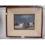 B MARQUARDT (South African),, an oil on board study of a boat with a dark sky