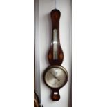 A REGENCY MAHOGANY WHEEL BAROMETER, with marquetry decoration signed 'Testi'