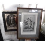 AN ENGRAVING 'Apotheosis of Handel', published 1787 and a mezzotint portrait of Andre le Nostre in a