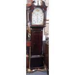 A GEORGE III MAHOGANY LONGCASE CLOCK with painted arched face inscribed '...Perth,' 80.5" high
