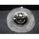 A LARGE ART DECO STUDIO GLASS BOWL with frosted decoration on a smoky ground, 14.5" dia