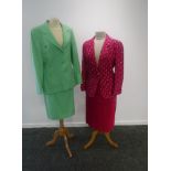 ESCADA: A VINTAGE TWO-PIECE LADIES SKIRT SUIT in mint green and another vintage 'Jaeger' two-piece