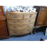 A 19TH CENTURY MAHOGANY BOWFRONTED CHEST OF DRAWERS 41" high x 39" wide