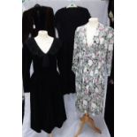 LAURA ASHLEY: A BLACK VELVET VINTAGE DRESS with lace collar and a collection of other vintage