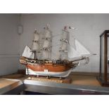 A SCRATCH BUILT MODEL BOAT 'HMS Bounty, 1784' with rigging, 24" high