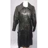 A 1970'S LADIES LEATHER COAT, a ladies vintage reversible cream/metallic coat and another similar