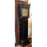 AN 18TH CENTURY OAK 30 HOUR LONGCASE CLOCK, the square brass dial inscribed ''Wm Nickals WELLS'