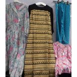 HARDY AMIES: A VINTAGE BLACK AND GOLD BROCADE EVENING DRESS and a collection of other vintage items