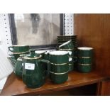 A COLLECTION OF FRENCH GREEN AND GILT APILICO TEA AND COFFEE WARE