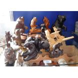 A LARGE COLLECTION OF 'BLACK FOREST' TYPE BEAR ORNAMENTS including ashtrays