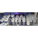 SEVEN WATERFORD CHAMPAGNE GLASSES and a collection of similar cut glassware