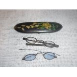 A PAIR OF VINTAGE SPECTACLES with folding arms and others