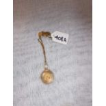 A 14CT GOLD LADIES POCKET WATCH with chain and fob