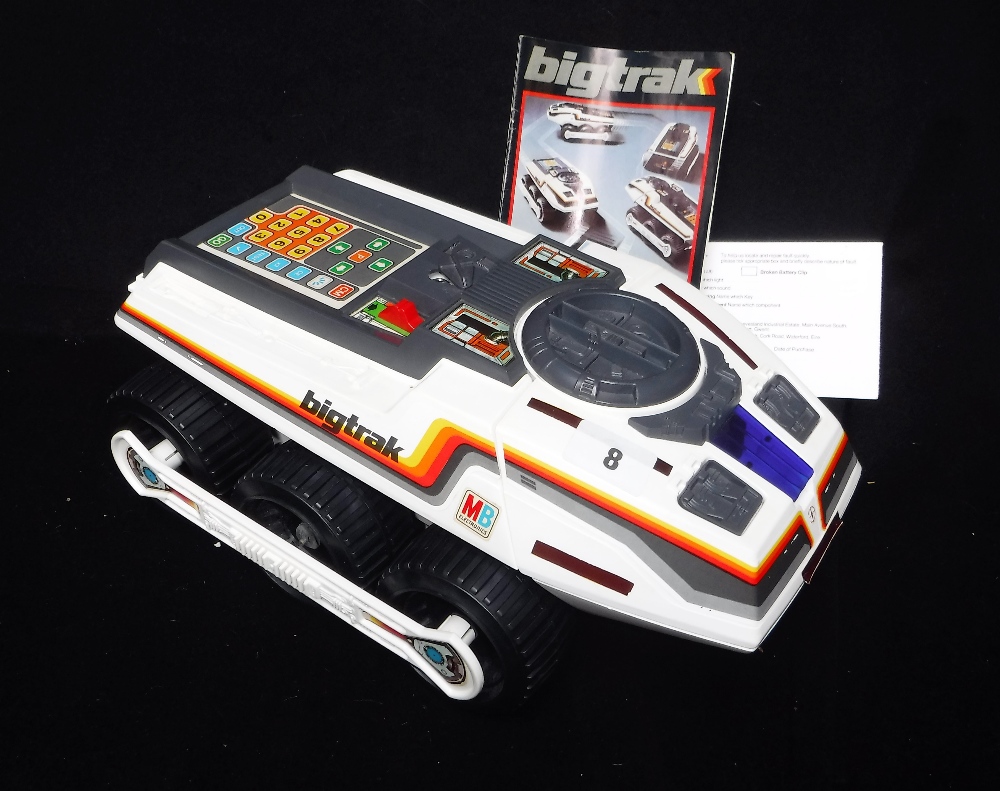MB ELECTRONICS: A VINTAGE 'BIGTRACK' COMPUTER ACTIVATED VEHICLE (boxed with polystyrene packing