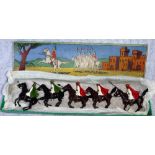 A SET OF FIVE CAST METAL ARABS ON HORSEBACK in an original box (possibly Britains) circa 1930s